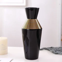 Hot sale european modern tabletop home decoration black and white ceramic & porcelain decor flower vase