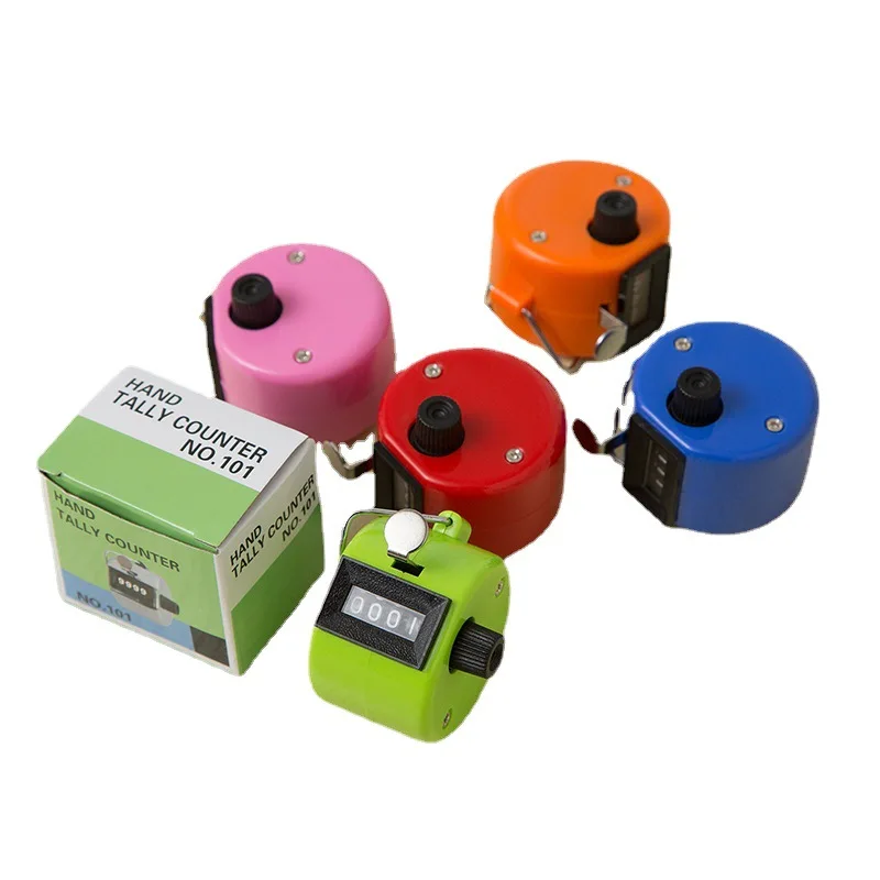 Hand Tally Counter 4 Digit Mechanical Palm Click Counter Plastic Hand Held Counter Clicker with Metal Finger Ring
