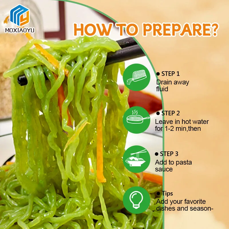 Moxiaoyu Free Sample Gluten Free Shirataki Spaghetti Diabetic Food Konjac Spinach Noodles