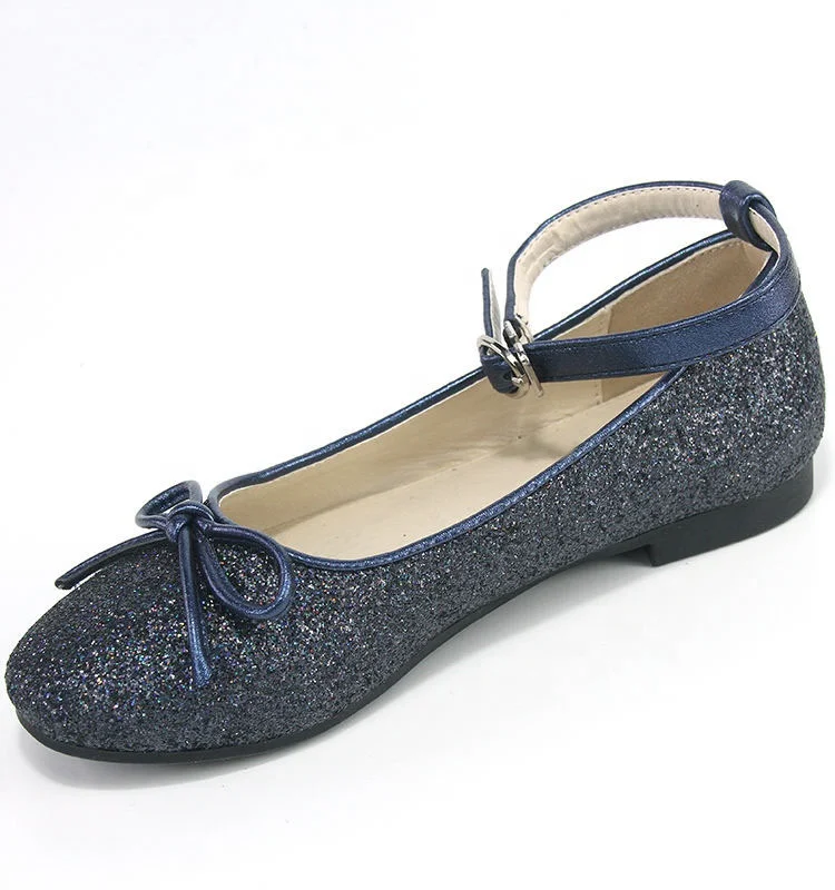 Princess Kids Leather Shoes Glitter Children High Heel Girls Shoes for Girls Ankle Strap Casual Butterfly Knot Red Sliver Red PU