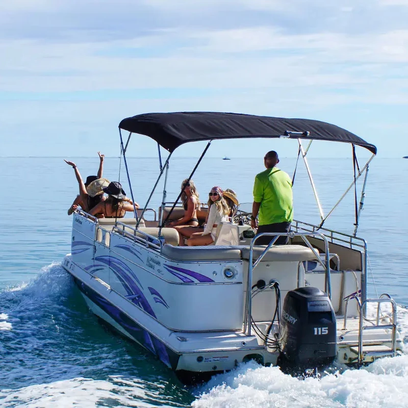 Manufacturer Best Selling 27 ft Luxury Fiberglass Fishing Party Pontoon Boat Durable Quality for Water Entertainments Yacht Use