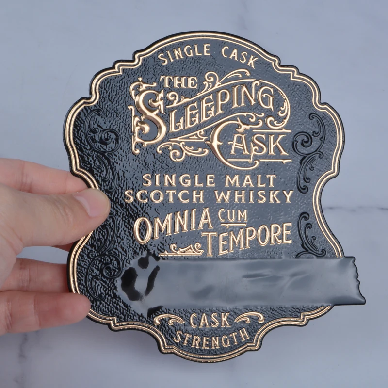 Custom Aluminum Embossed Bottle Label Metal Logo  Metal Sticker Metal Wine Label