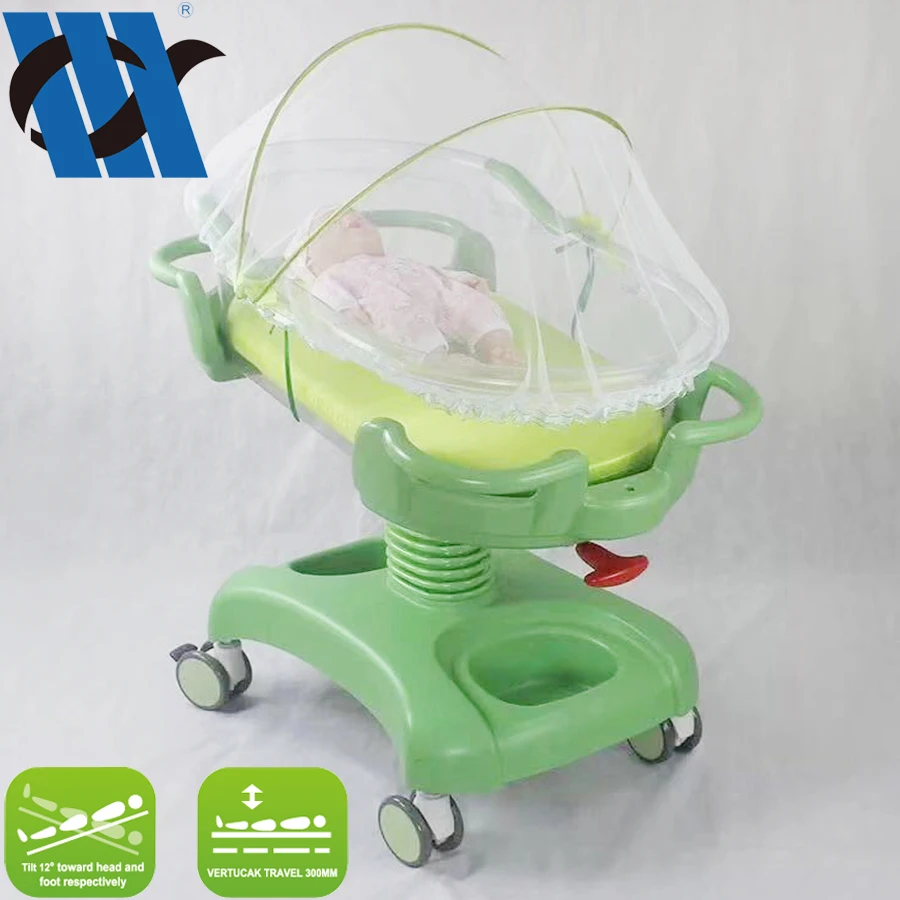 BDB08 Hospital Baby Bassinet Baby Cart Infant Bed With Tray And Adjustable Height Baby Cot Children Hospital Bed