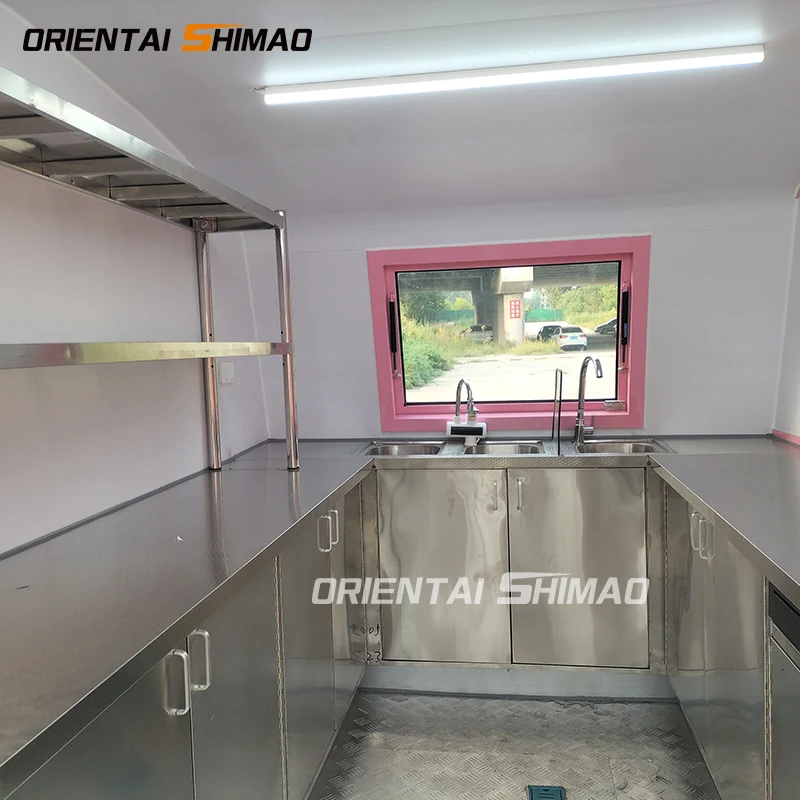 Shimao Oriental Boat-Shaped Food Trailer Fully Equipped Mobile Street Kitchen DOT Vending Coffee Food Truck