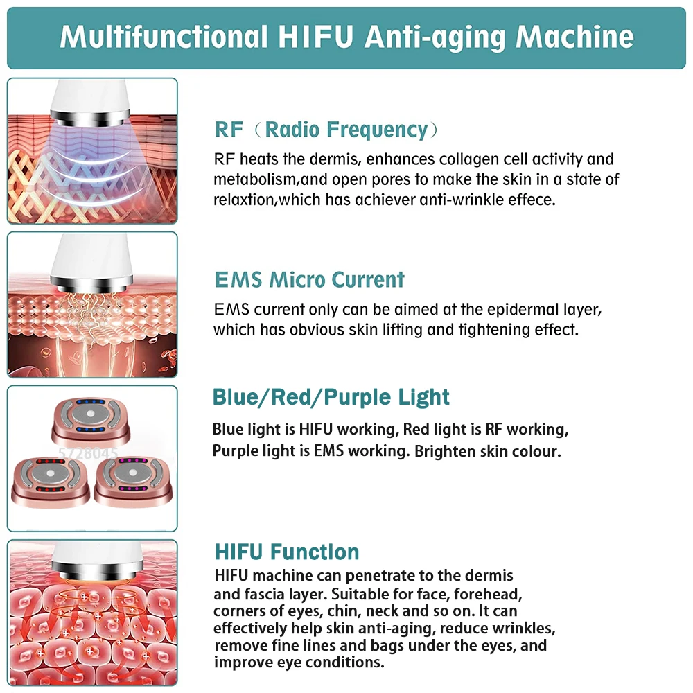 New Mini-HIFU Machine Ultrasound RF Fadiofrecuencia EMS Microcurrent Lift Firm Tightening Skin Wrinkle Anti-aging Machine