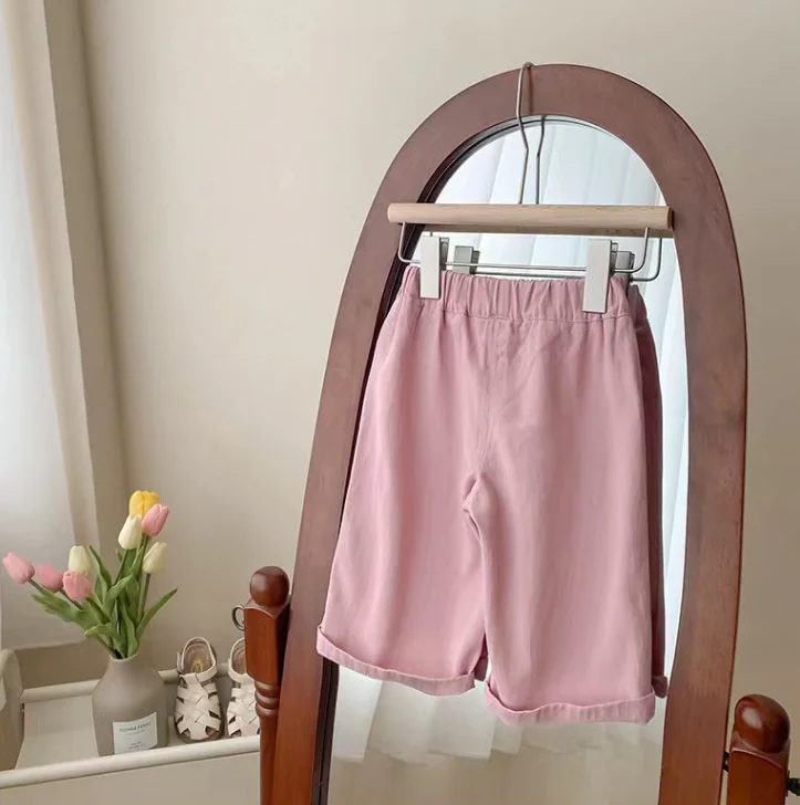 Wholesale 2024 Girls summer casual pants thin  loose wide leg pocket pants kids
