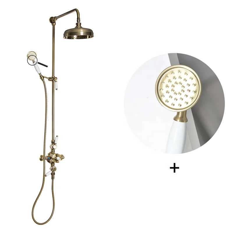 Luxury brass Wall-mounted bathroom rain shower Antique brass shower faucet set Suitable for the elderly and children