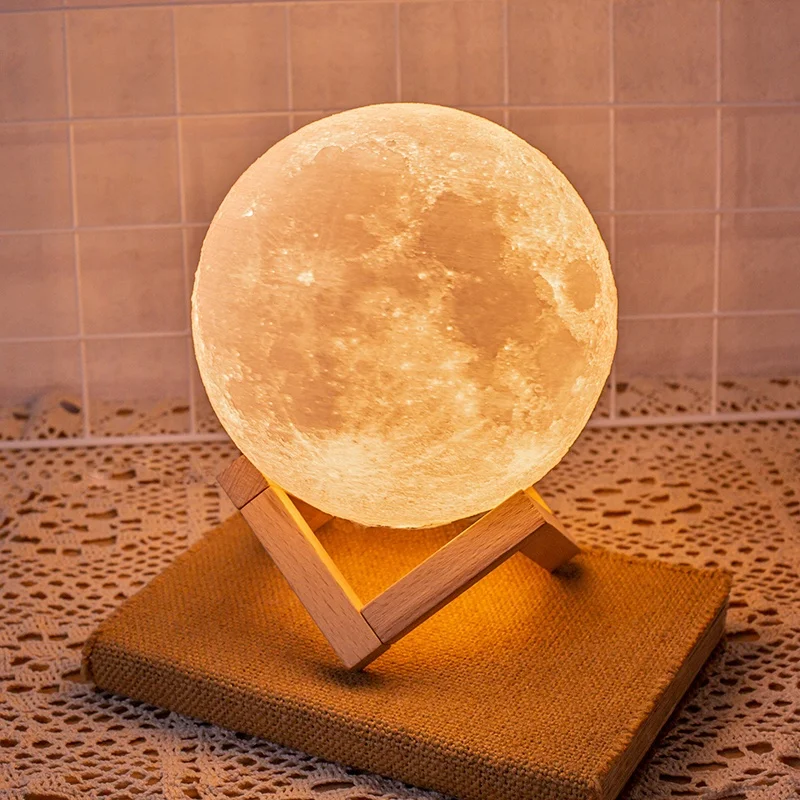  Лампа HITECDAD 3D Moon Беспроводная с сенсорным управлением Домашний Беспроводной ночник настольная