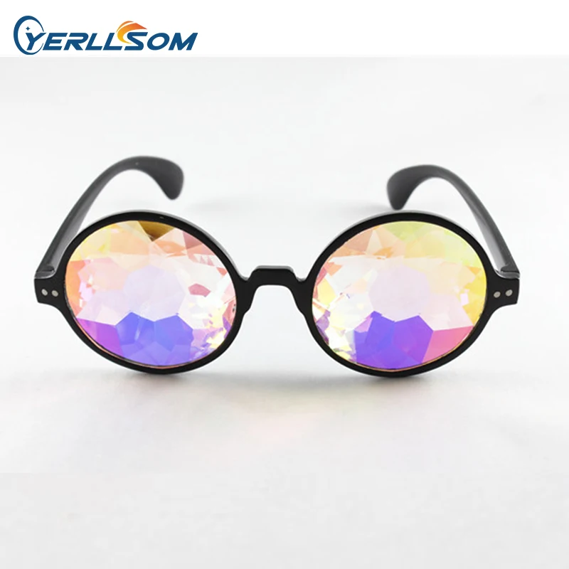 Kaleidoscope Concert Sunglasses Glass Prism Mosaic Eyewear Night Show Costume Matching Kids Sunglasses PC Children Unisex Round