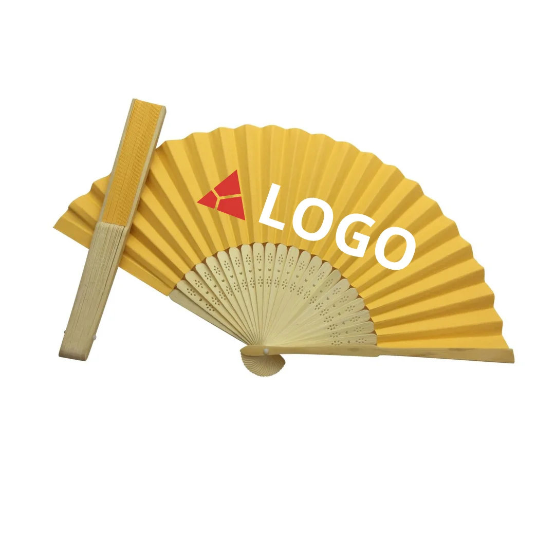 High Quality Bamboo Fabric Paper Fans Custom Hand Held fan for Christmas
