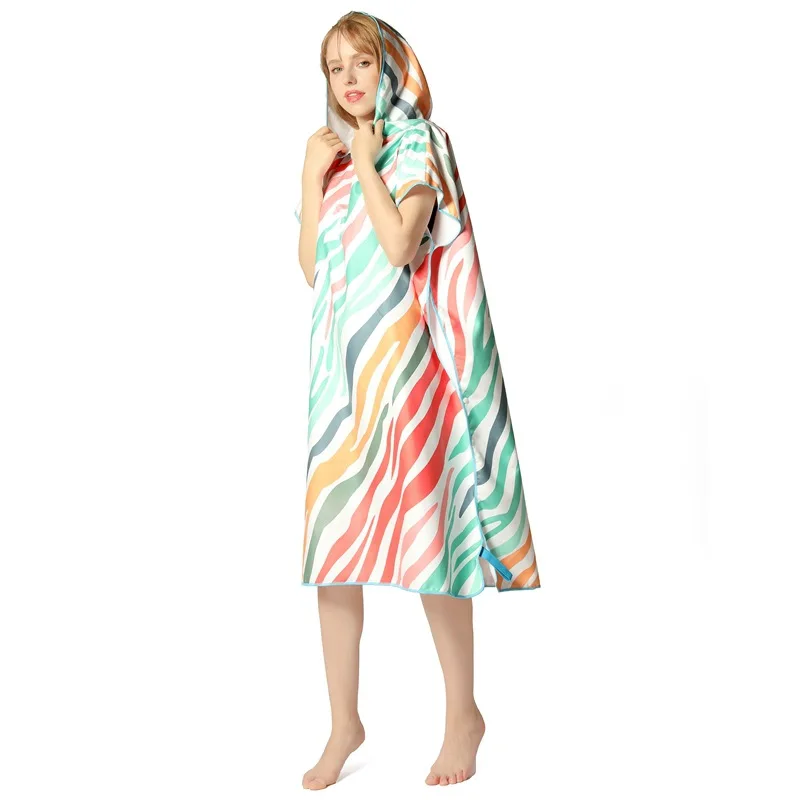 Printed adult bath towel cloak with hood absorbent quick-drying bathrobe can be worn for travel