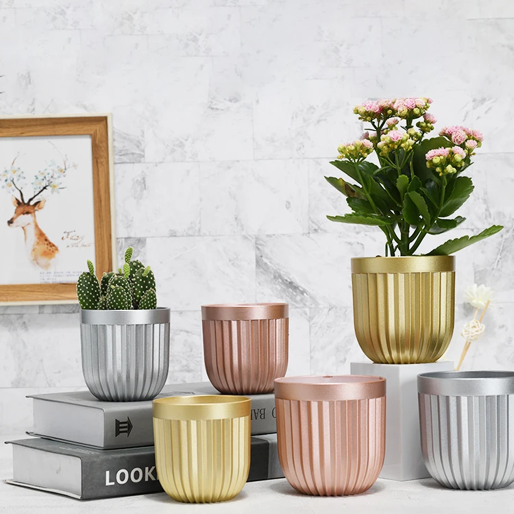 Geometric Cylinder Nordic Custom Small Modern Buy Cheap Indoor Plastic Plant Pots Wholesale Gold Flower Pots & Planters for Sale