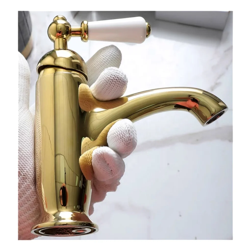 Factory Wholesale Antique Single Lever Wash Basin Faucet Brass Gold Bathroom Basin Faucet Mixer Luxury Sink Tap Deck Mounted