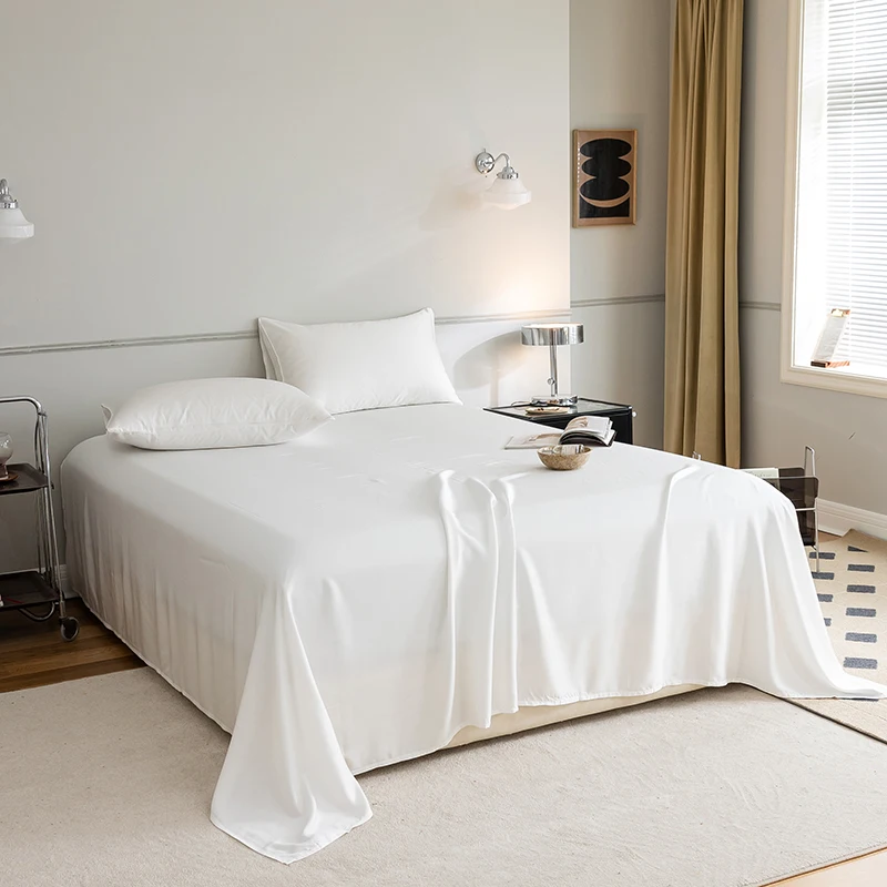 Factory Supplier Queen Size Bedsheet 60S Cotton Silk Fitted Sheet Pillowcases Set