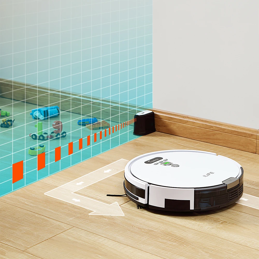 ILIFE V8 Plus Vacuum Mop 1000Pa 750ml Large Dustbin Electronic Wall Wi-Fi Connected Home Appliances Robot Vacuum Cleaner Mop