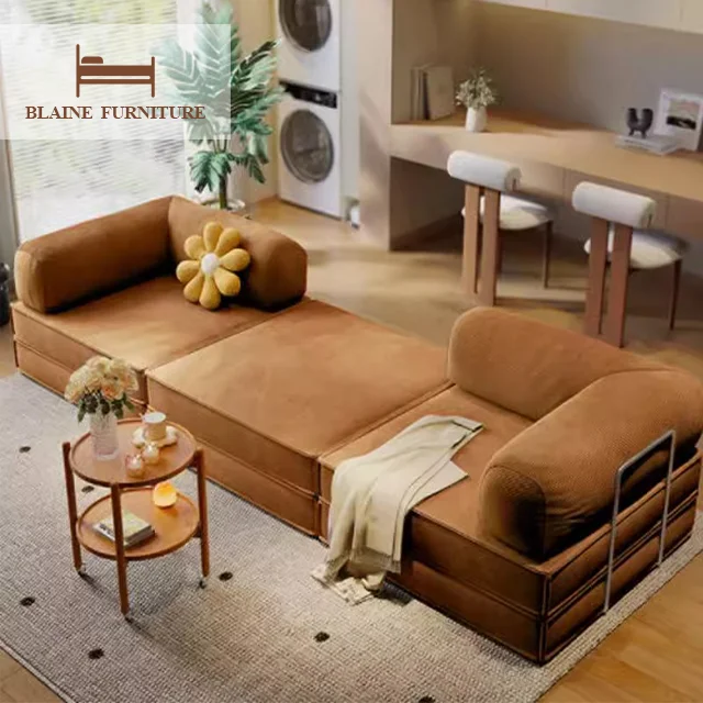 Modern Nordic Style Couch Living Room Furniture Compression Sofa Bed In Box Velvet Fabric Factory Direct Sales Compressed Sofas