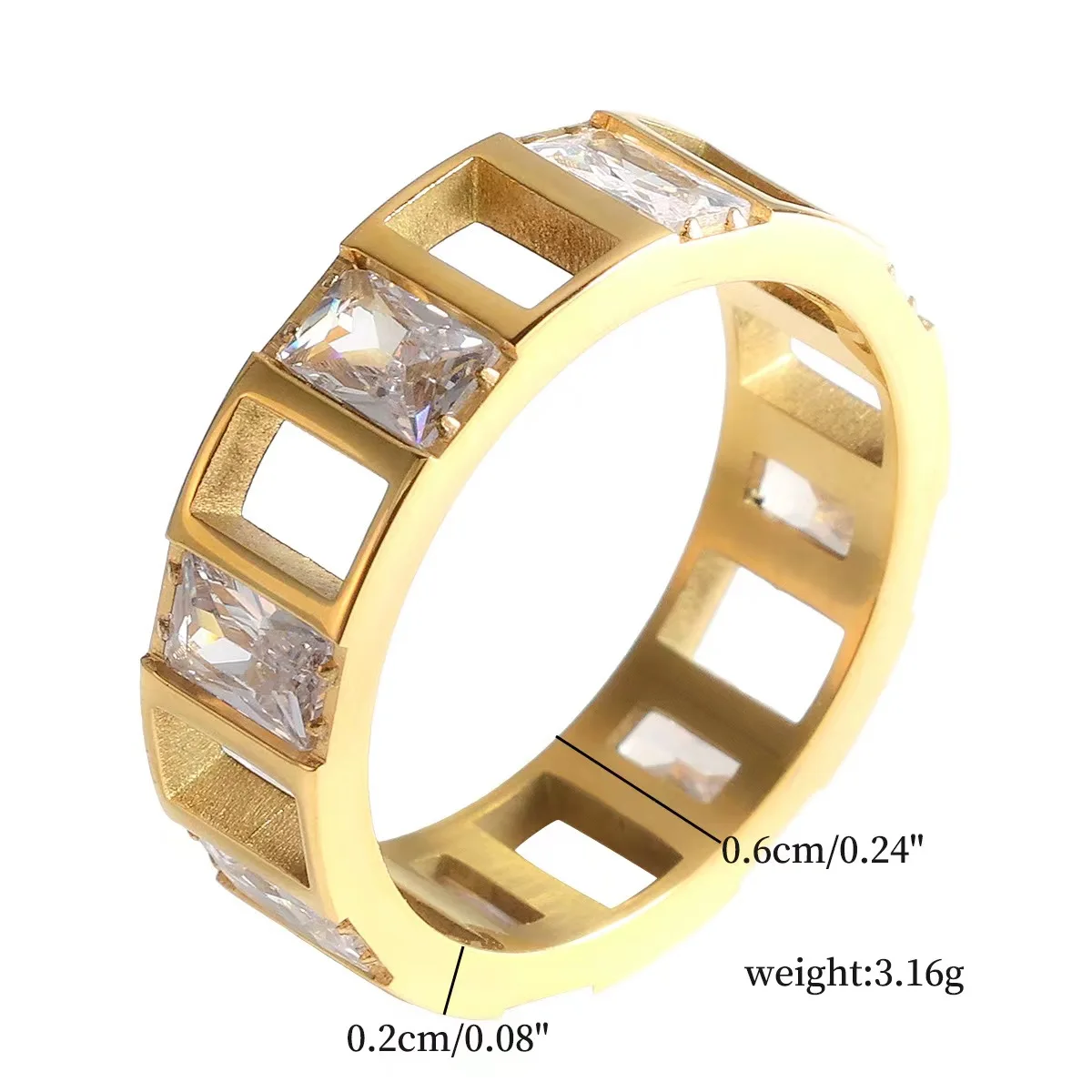 Fashion Ring Simple Light Luxury High Sense Electroplating 18K Gold Casting Stainless Steel Ring Jewelry for Women