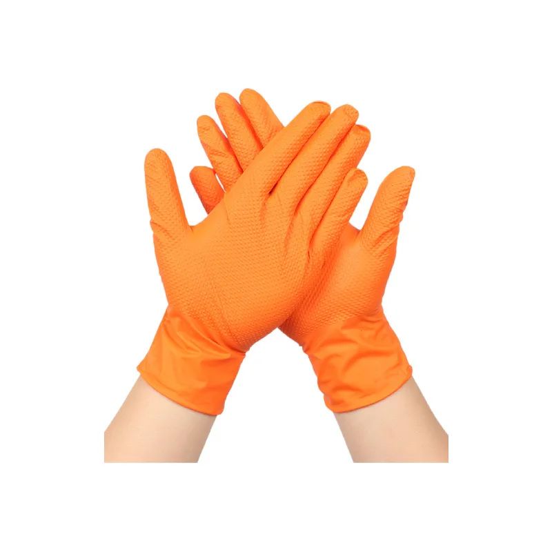 8 mil nitrile disposable powder free, latex-free texture Premium grip Orange gloves