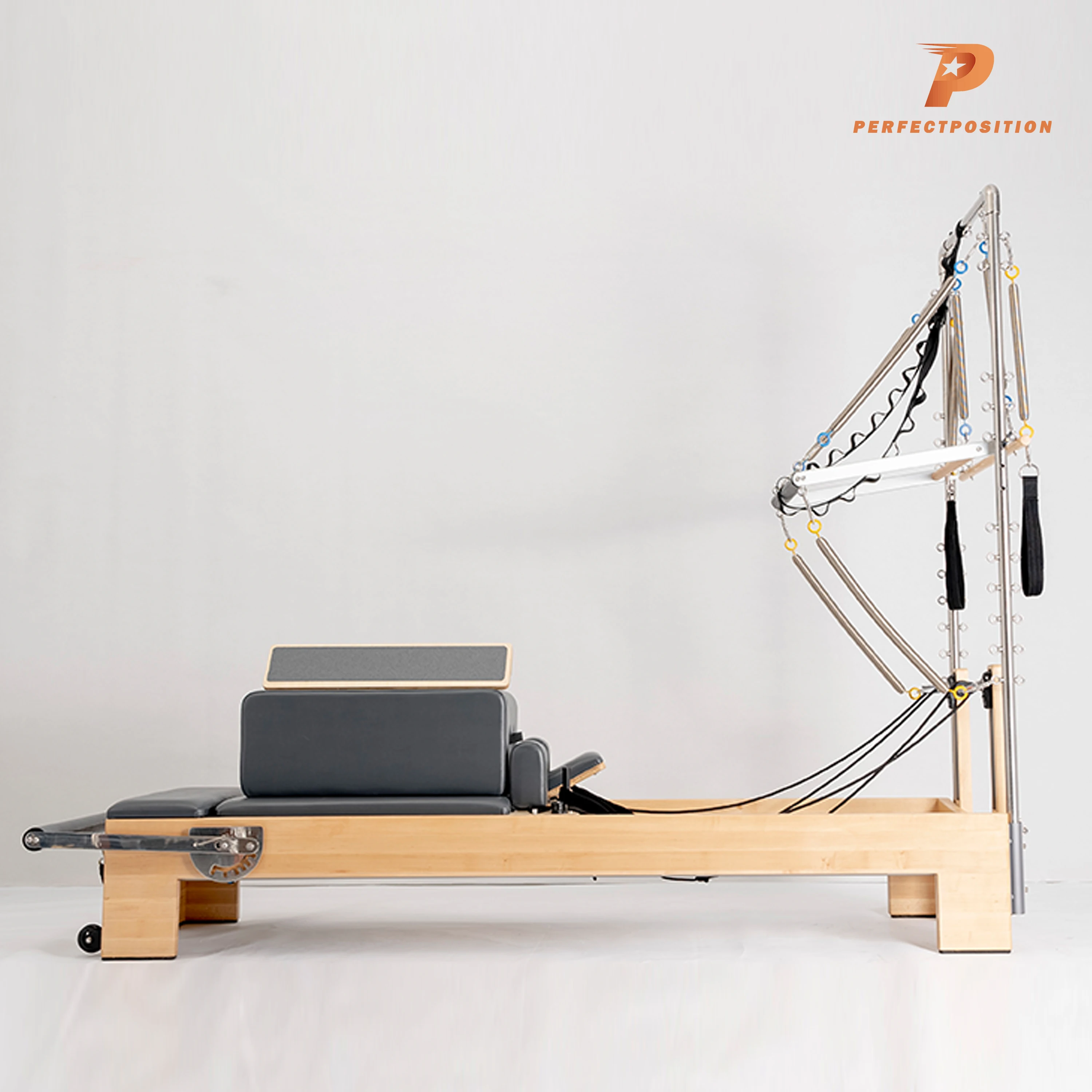 America Maple Studio Wood Pilates Bed Reformer with Trapeze