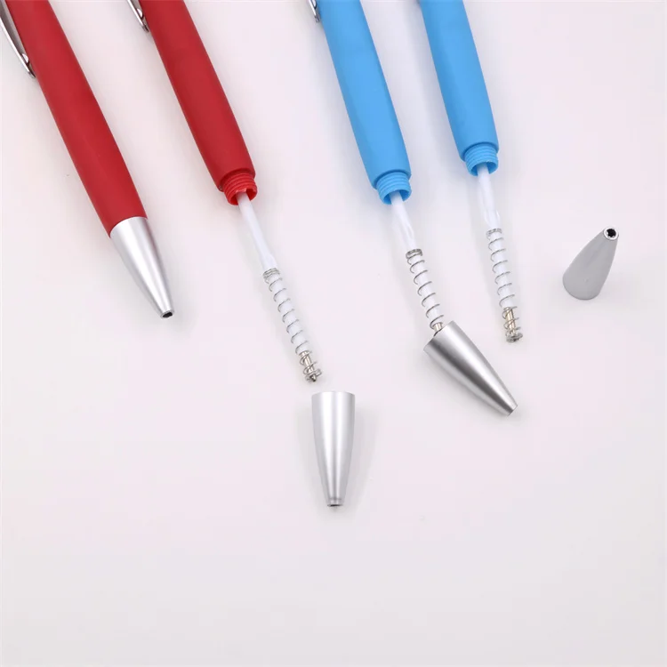 hot sale cheap promotional kawaii rubber coated plastic pen color press ball point pen