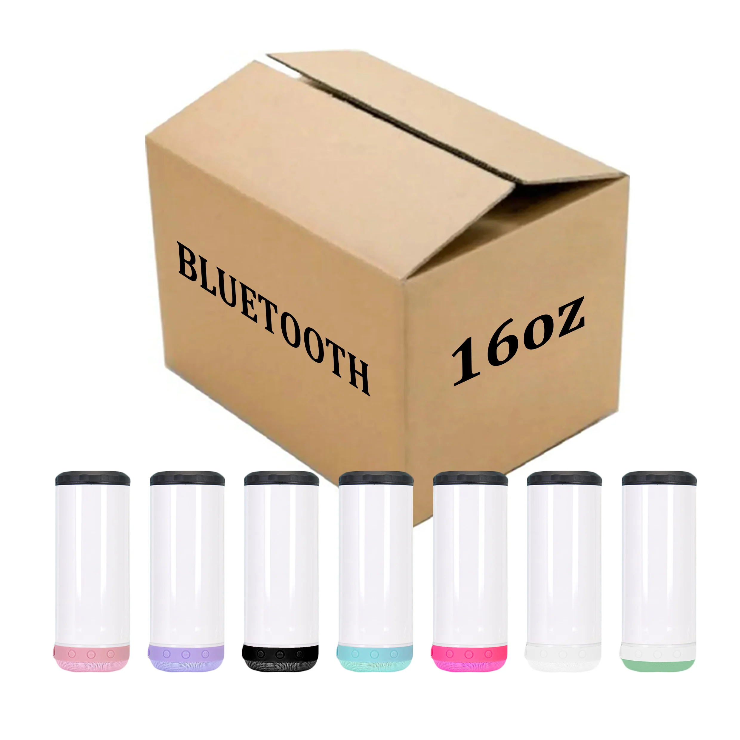 smart 16oz stainless steel insulated 4 in 1 sublimation cooler speaker tumbler wireless  with dual lids and music player speaker