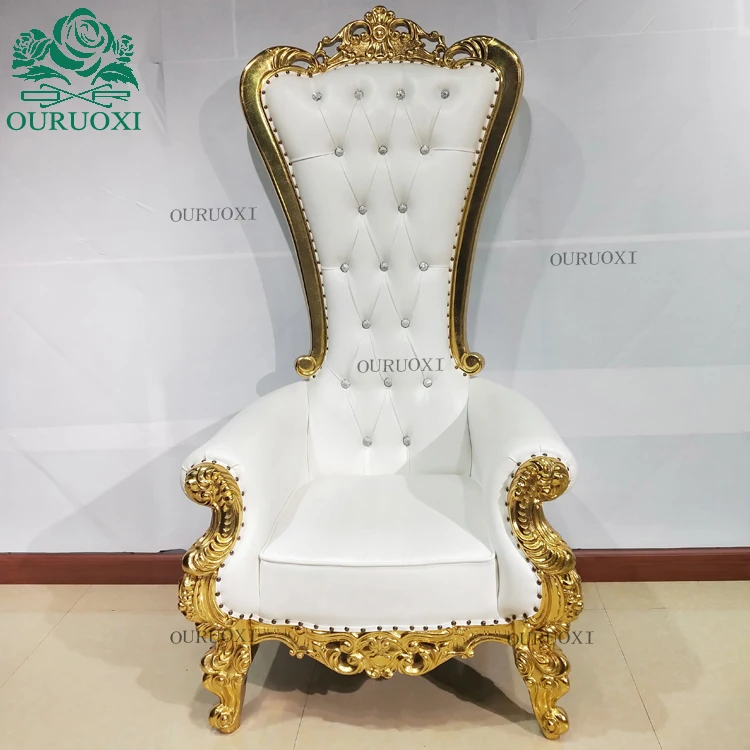  Недорогие золотые стулья King and queen с высокой спинкой Королевский роскошный свадебный стул для жениха и