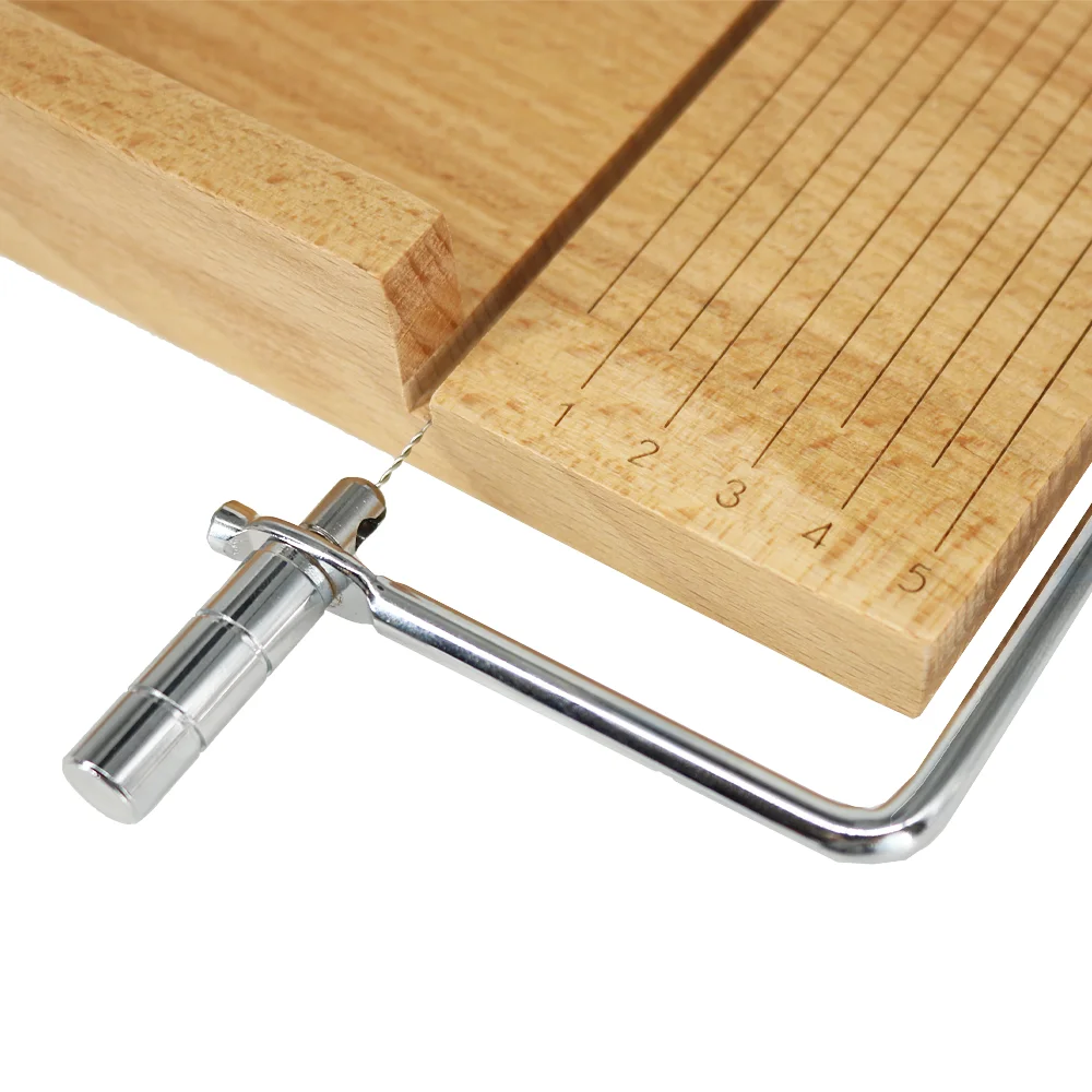 EU & US fba Wooden Cheese Cutting Board with Cheese Cutters Accurate Size Scale Stainless Steel Wire Cheese Slicer