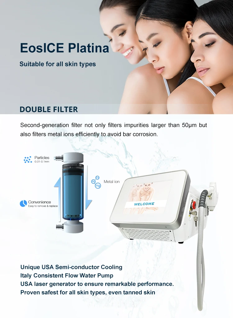 Promotion Price Portable Painless Triple Wavelength Diode Laser Hair Removal For Dark Skin