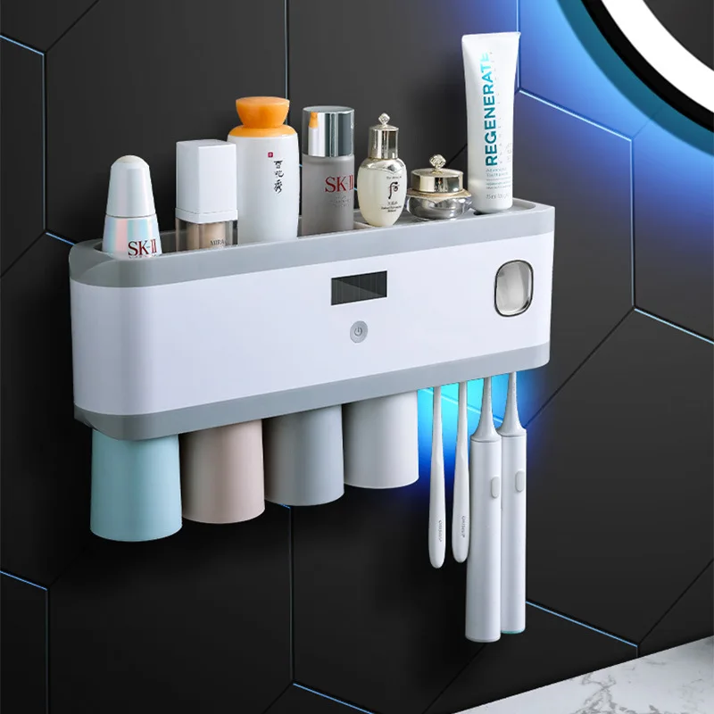 New Products Intelligent Sterilization Magnetic Suction Cup Smart Toothbrush Stand Holder Uv