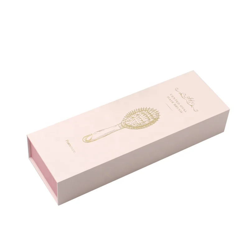 
Customized LOGO Pink Paper Pull Out Box Packaging Drawer Box Packaging With Sleeve Sliding Cover For Hair Brush 