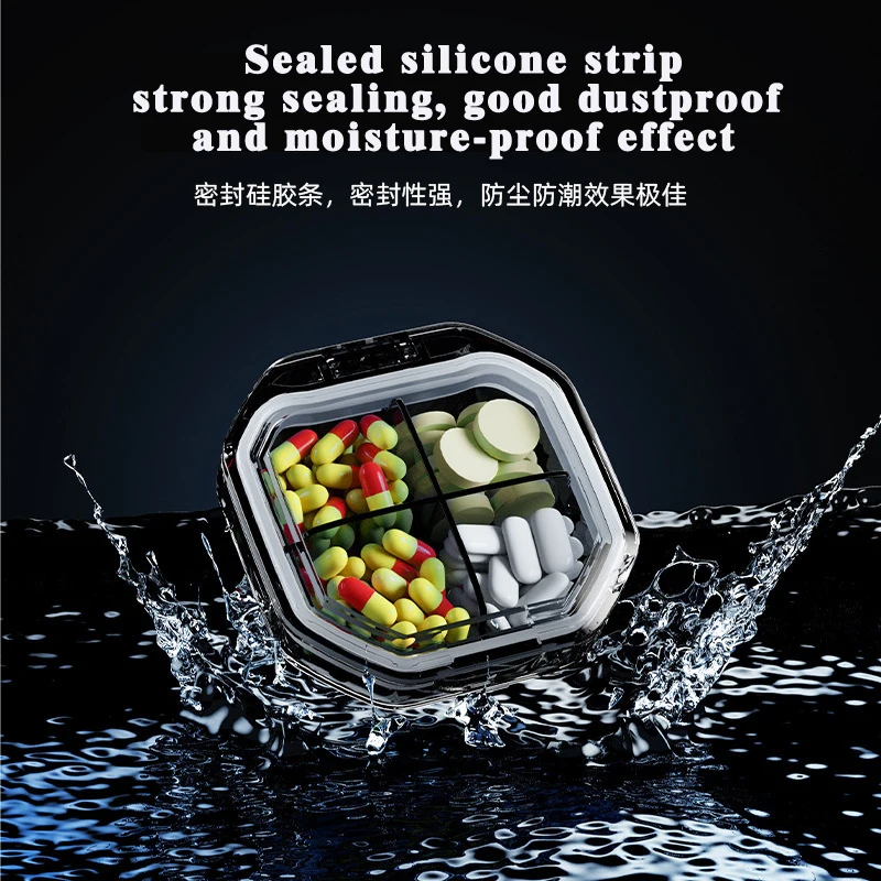 Portable Small Pill Box Travel 4 6 Compartments Daily  Mini Pill Box Waterproof Organiser For Travel
