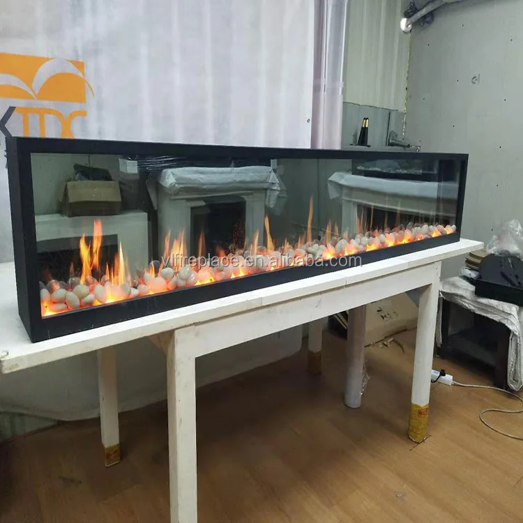 cobblestones inserted fireplace that intermittently produce crackling sound & sparks decorative video flame electric fireplace