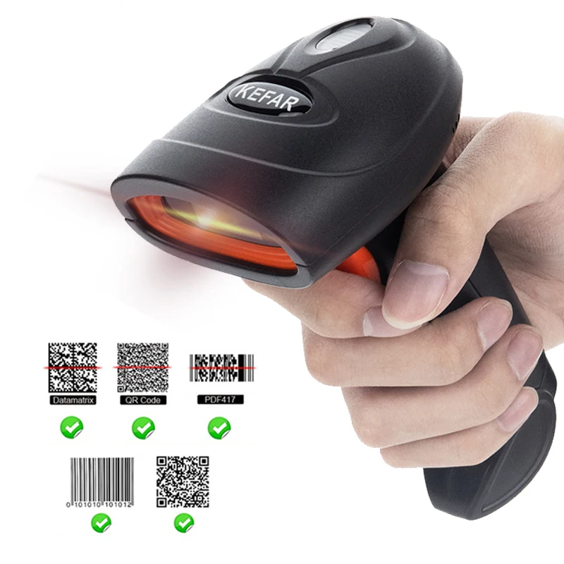 KEFAR Blue-tooth Barcode Scanner, Compatible with 2.4G Wireless & Blue-tooth Function & Wired Connection, Connect Smart Phone