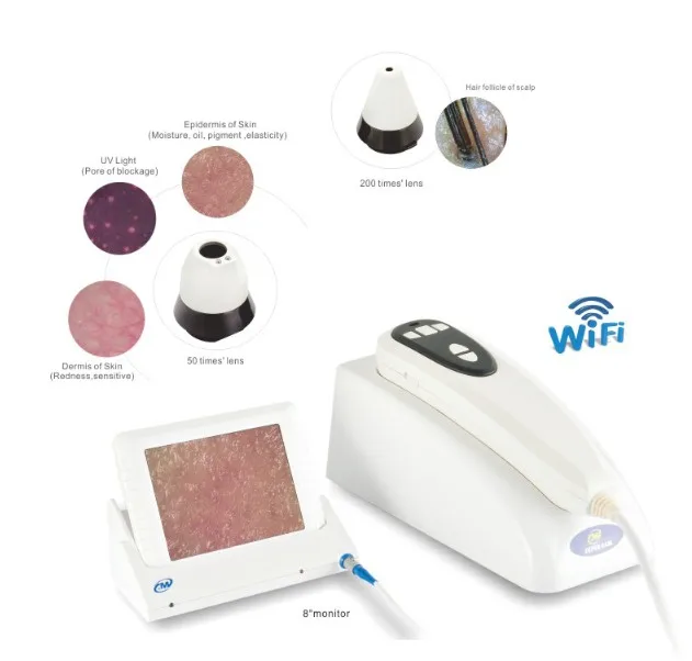 8 inch monitor UV Dermatoscope HD 1080P 200x  50X UV WiFi Microscope for  wireless Hair Scalp Inspection Skin Analyzer