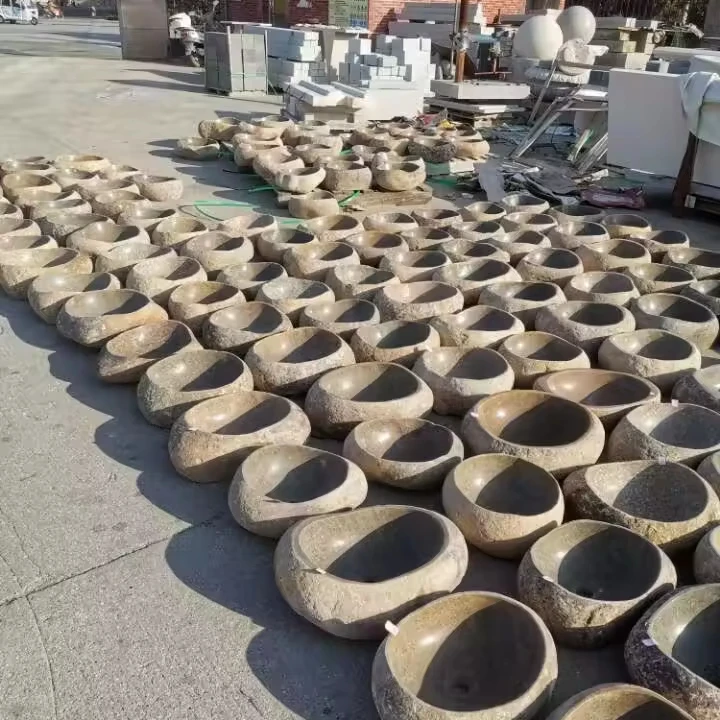 Professional Supply Various Designs Natural River Rock Vessel Stone Sink