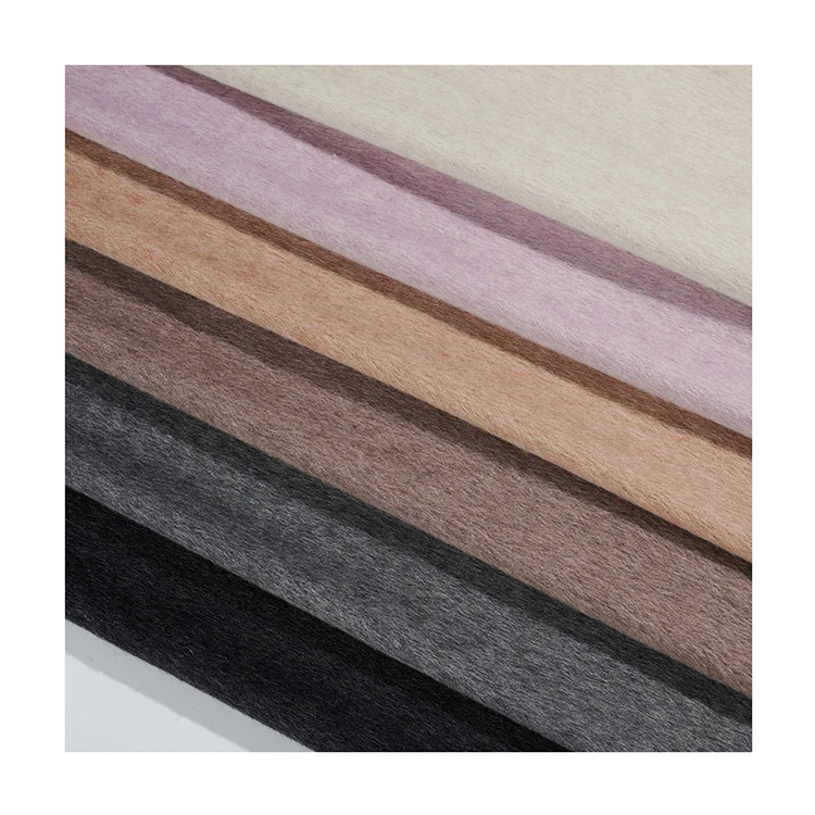 Winter Wool/polyester Blended Plush 80% Wool Alpaca 375g/m Woven Long Coat Fabric