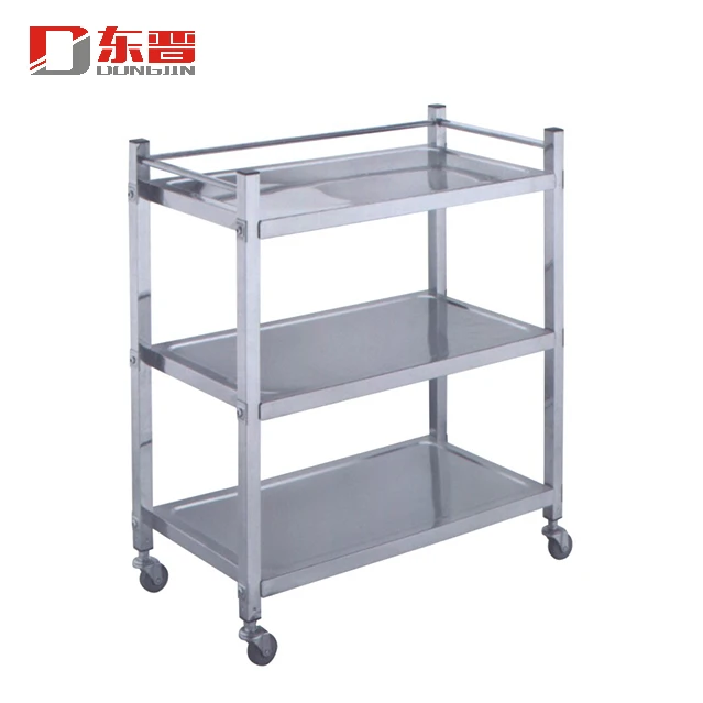 
Restaurant Supplies Metal Stainless Steel Food Drink Wine Four Wheel Tea Trolley Hotel Luxury 