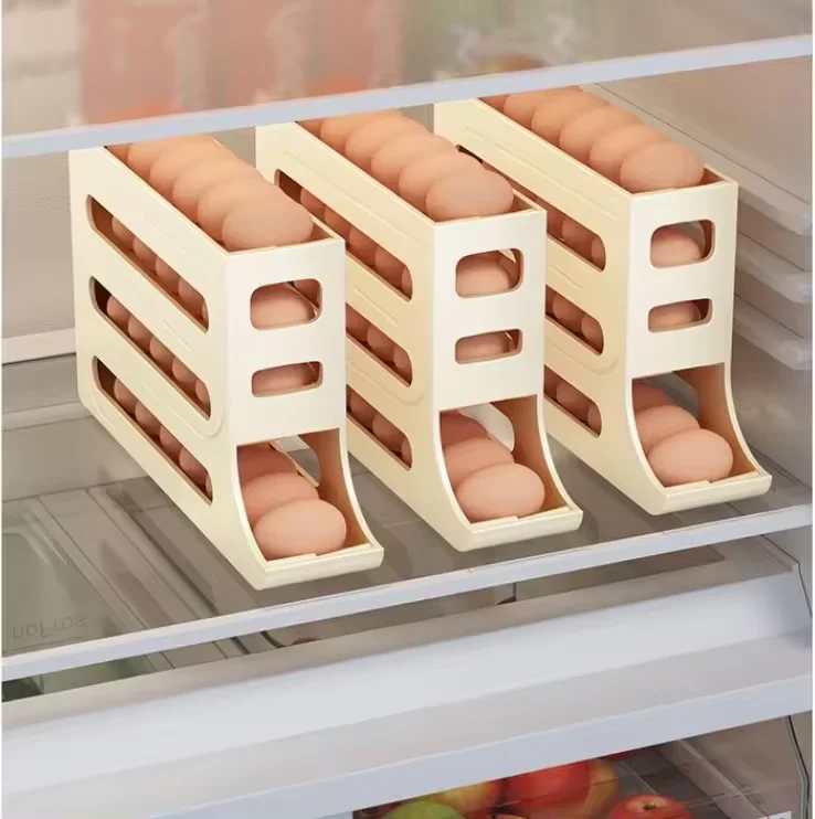 New Arrival 4-Layer Automatic 30 Rolling Egg Dispenser Egg Holder For Fridge
