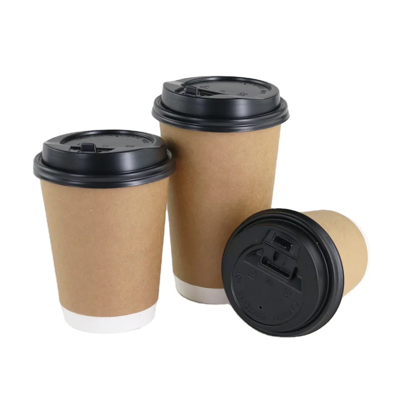 Fast Supplier Food Grade Manufacturer Kraft Double Wall Coffee Cup Costume Double Wall Coffee Cup High Quality  Take Away Cups