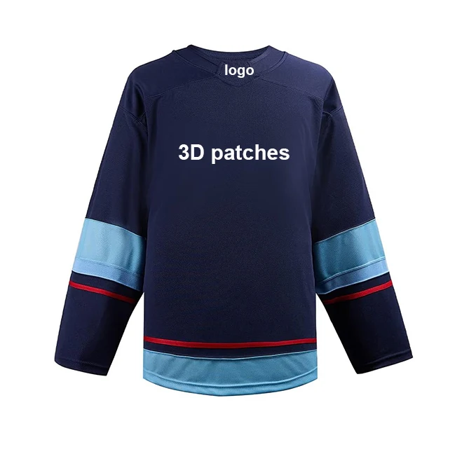 Wholesale High Quality Custom Made Professional Navy Hockey Jersey Uniform Canada Mesh Ice Hockey Wear Sweatsuits