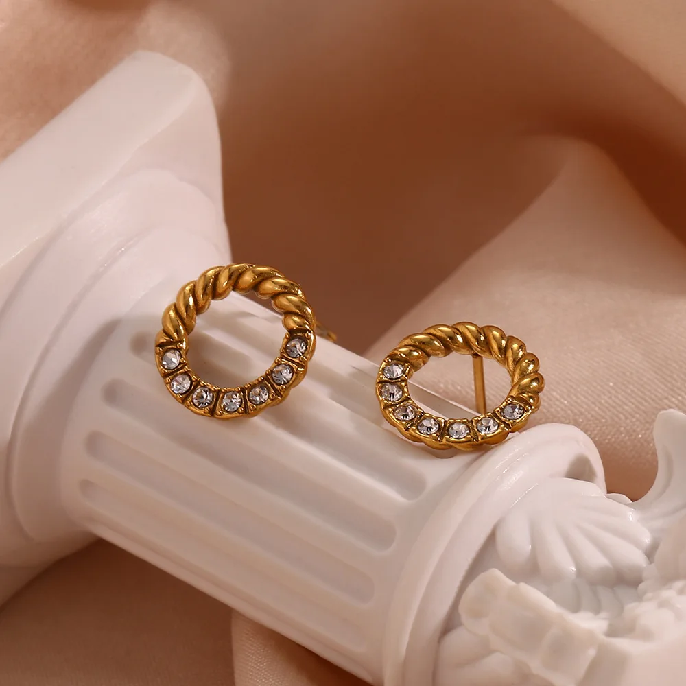 Fashion Jewelry 2024 Wholesale Circle Stud Earring Mini Women Ear Studs Hoop Earrings Hypoallergenic Zircon Earring