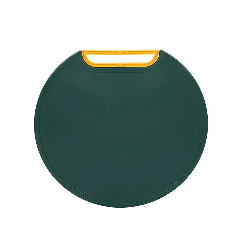 Hot Sale Plastic Round Chopping Block Green Color Mildew Proof Cutting Board With Rotating Handle