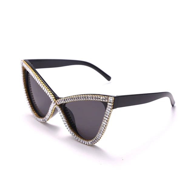 
2021 New Diamond Cat Eye Sunglasses Men Classic Retro Luxury Rhinestone Glasses Luxury Brand Designer Eyeglasses Eyewear UV400 