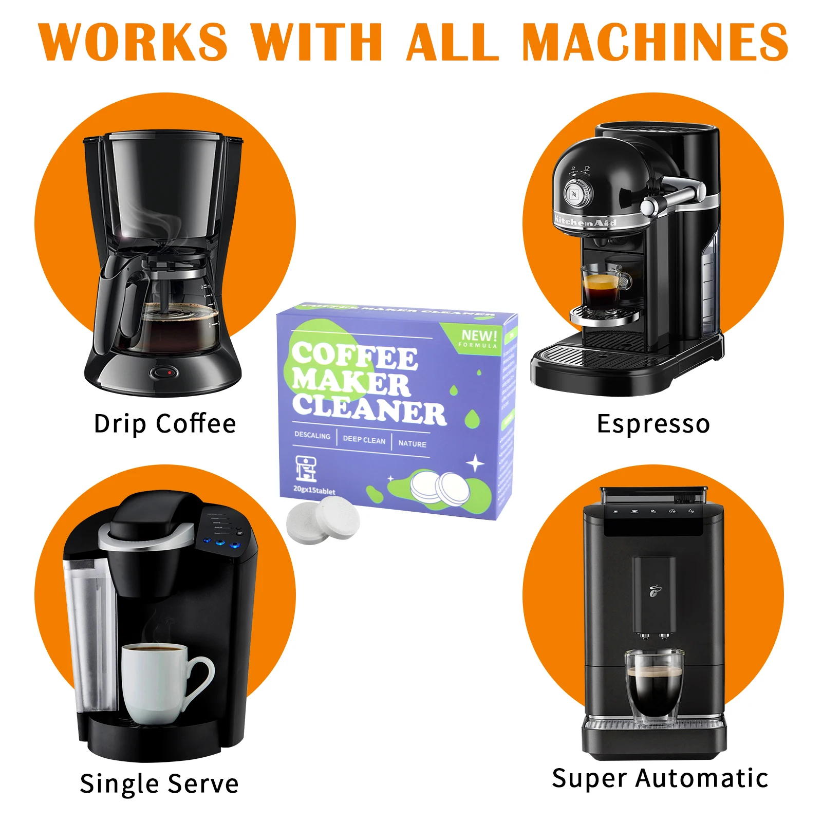 Electric Espresso Coffee Maker Descaling Cleaner Disposable Machine Cleaning Tablets Urinal Deodorizer