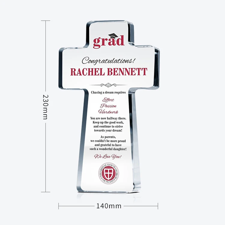 christian gift Crystal cross standing for Religious decoration