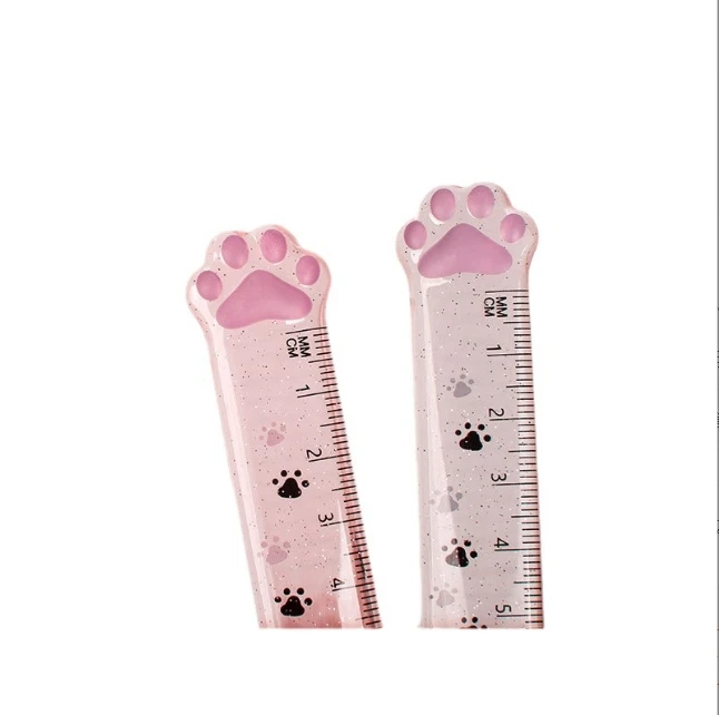 Cat claw ruler 15cm student creative stationery measuring ruler high value cat claw transparent plastic ruler spot wholesale