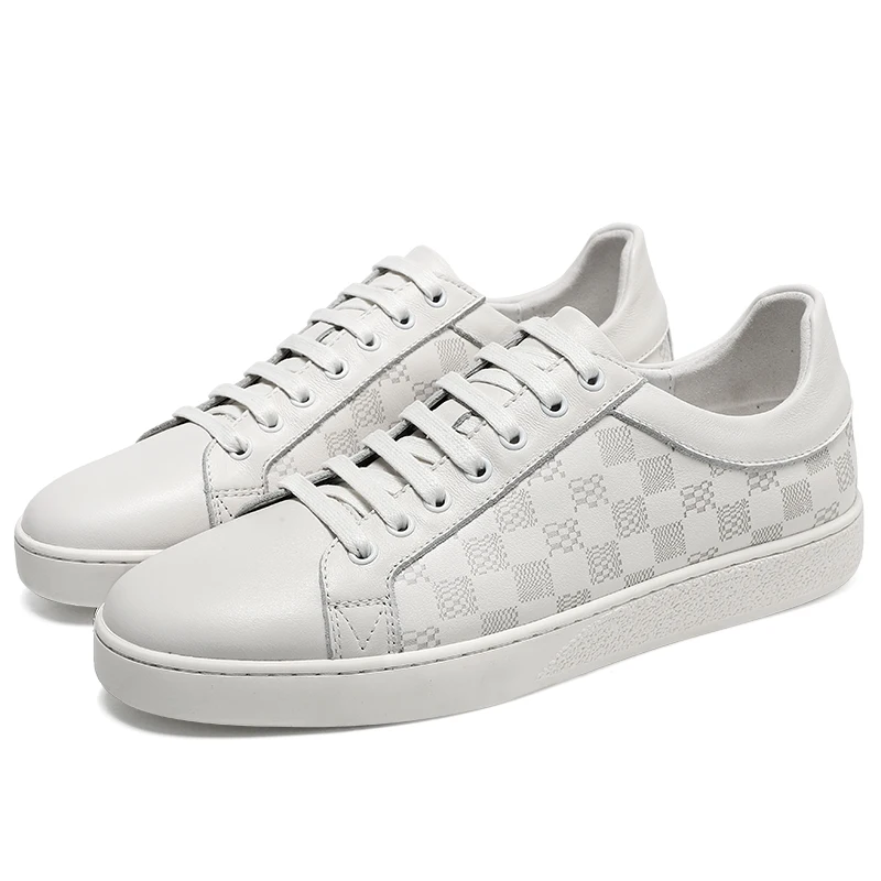 Custom Logo Mens White Sneakers Genuine Leather Casual Sport Man White Black Footwear Shoes Customized