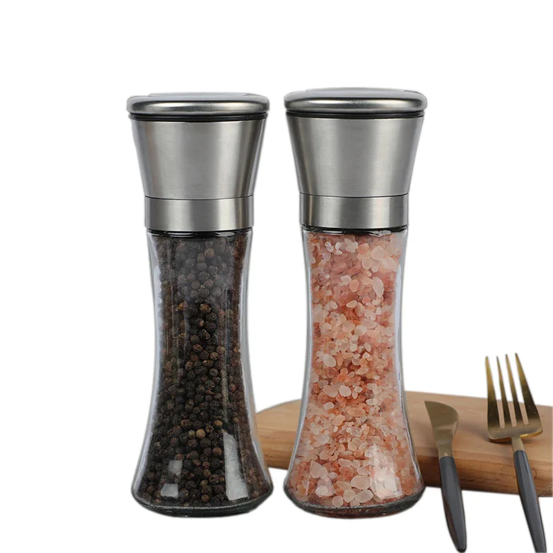 Hot Sales Dry Spice Pepper and Salt Manual Grinder Glass Seasoning Grinder