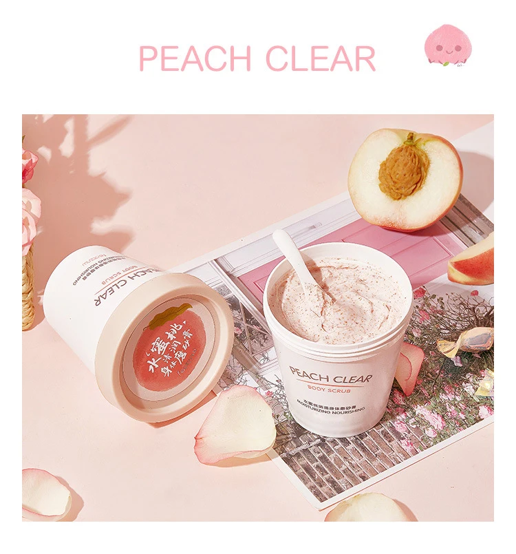 
Private label peach cream pink organic exfoliator body scrub, Custom whitening scrub body care, bulk natural vegan body scrub 