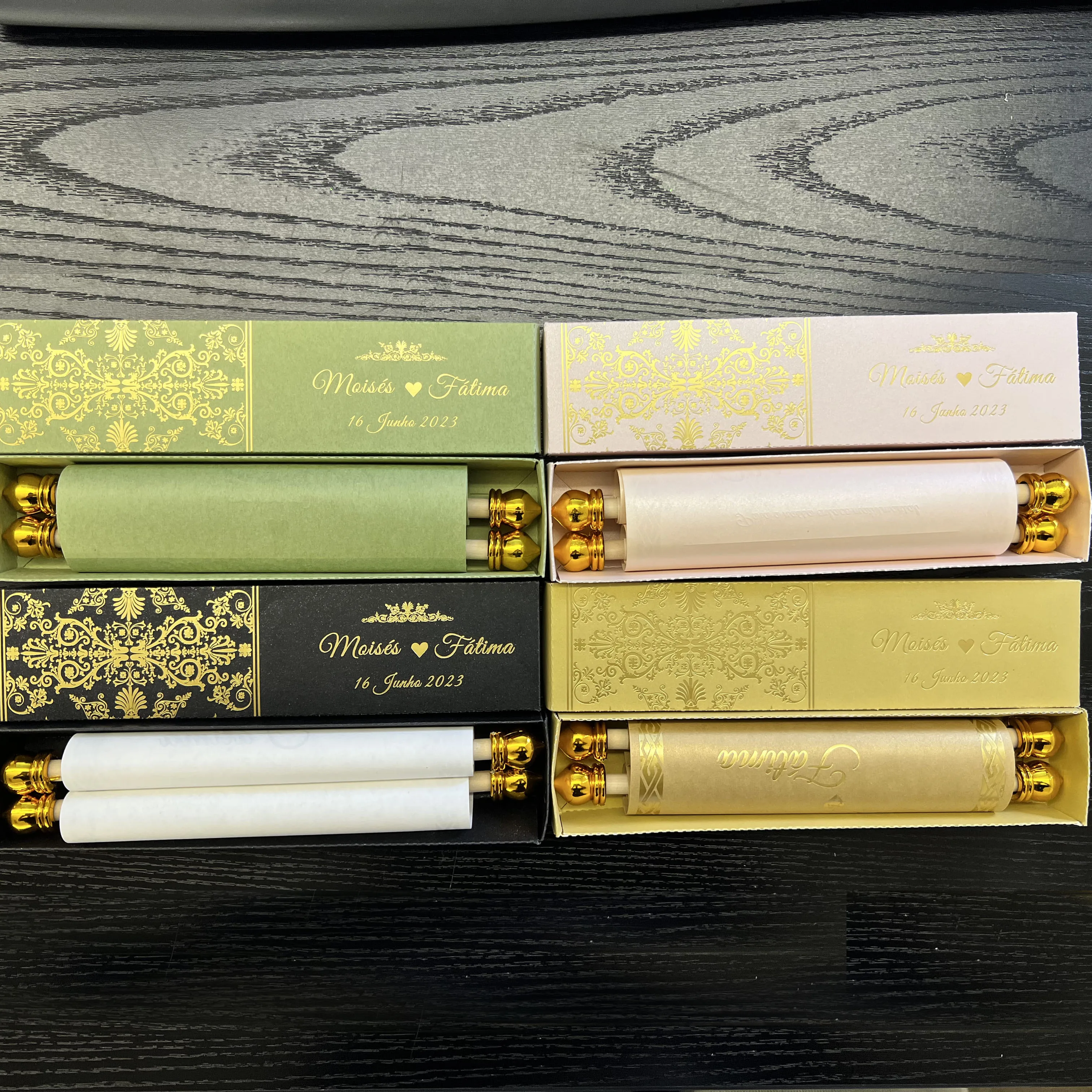 Customized Size Wedding Luxury Black Scroll Invitation Cards Luxury Menu Cards With Tassel Paper Invitation Card